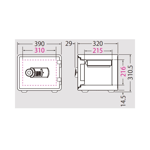エーコー(EIKO) テンキー式小型耐火金庫YES COLORSAFE W390×D349×H310